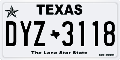 TX license plate DYZ3118