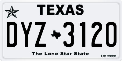 TX license plate DYZ3120