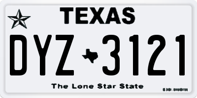 TX license plate DYZ3121