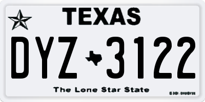 TX license plate DYZ3122