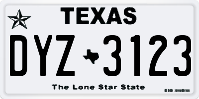 TX license plate DYZ3123