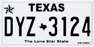 TX license plate DYZ3124