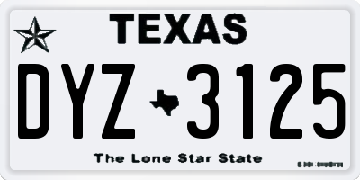 TX license plate DYZ3125