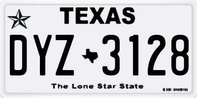 TX license plate DYZ3128