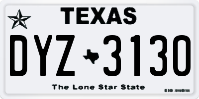 TX license plate DYZ3130