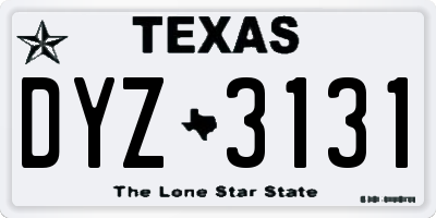 TX license plate DYZ3131