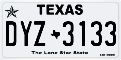 TX license plate DYZ3133