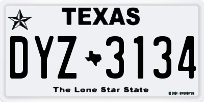 TX license plate DYZ3134