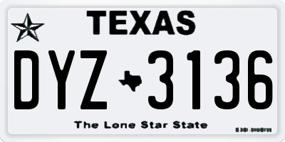 TX license plate DYZ3136