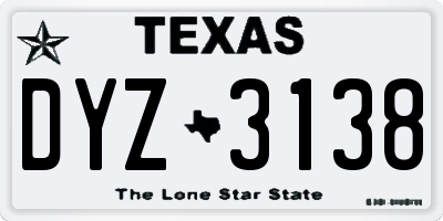 TX license plate DYZ3138