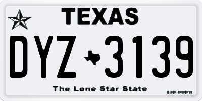 TX license plate DYZ3139