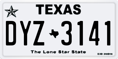 TX license plate DYZ3141
