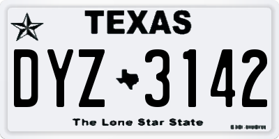 TX license plate DYZ3142