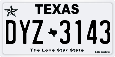 TX license plate DYZ3143