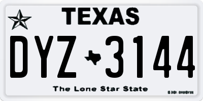 TX license plate DYZ3144