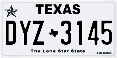 TX license plate DYZ3145