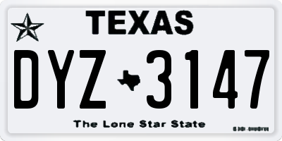 TX license plate DYZ3147