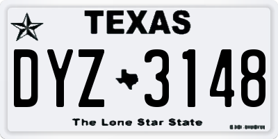 TX license plate DYZ3148