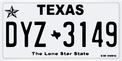 TX license plate DYZ3149