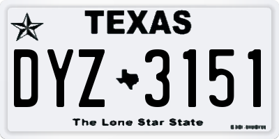 TX license plate DYZ3151