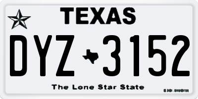 TX license plate DYZ3152