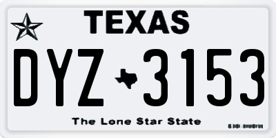 TX license plate DYZ3153