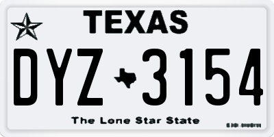 TX license plate DYZ3154