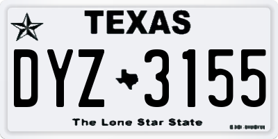 TX license plate DYZ3155