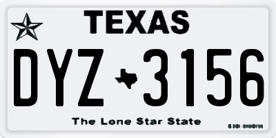 TX license plate DYZ3156