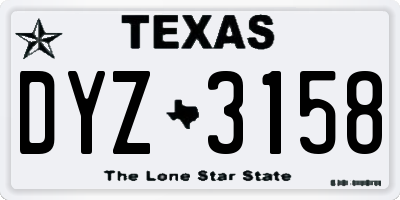 TX license plate DYZ3158