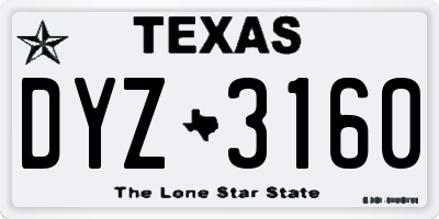 TX license plate DYZ3160