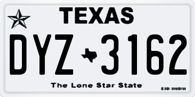 TX license plate DYZ3162