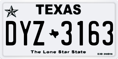 TX license plate DYZ3163