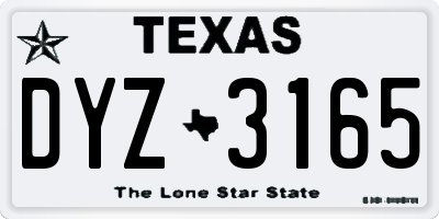 TX license plate DYZ3165