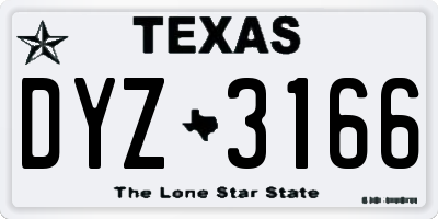 TX license plate DYZ3166