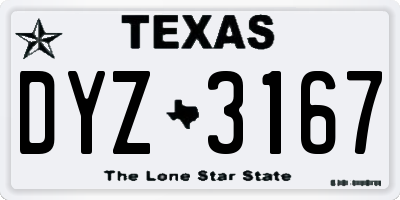 TX license plate DYZ3167