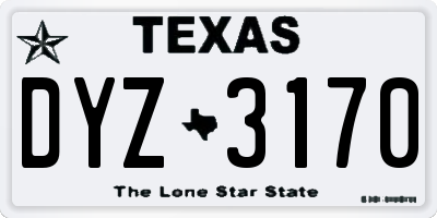 TX license plate DYZ3170