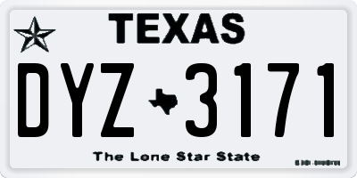 TX license plate DYZ3171