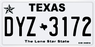 TX license plate DYZ3172
