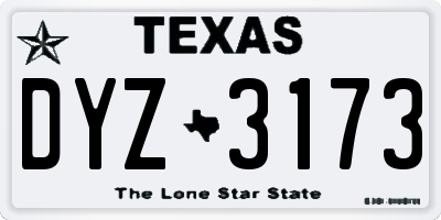 TX license plate DYZ3173