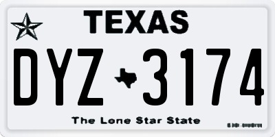 TX license plate DYZ3174