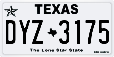 TX license plate DYZ3175