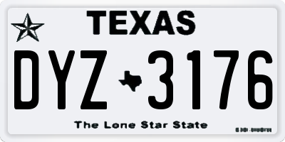 TX license plate DYZ3176