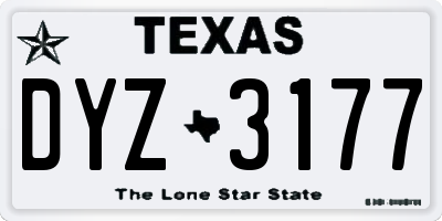 TX license plate DYZ3177
