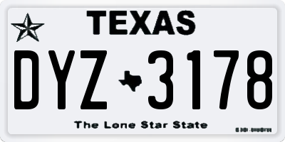 TX license plate DYZ3178