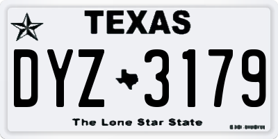 TX license plate DYZ3179