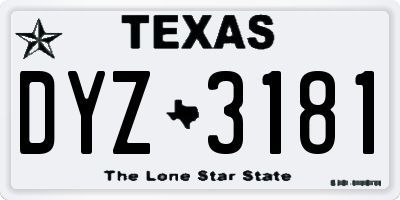 TX license plate DYZ3181