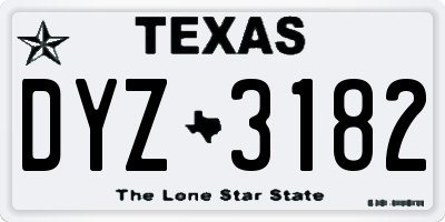 TX license plate DYZ3182