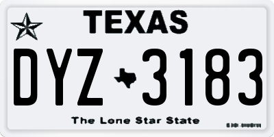 TX license plate DYZ3183