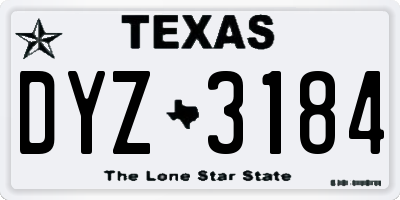 TX license plate DYZ3184